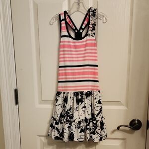 Jona Michelle Pink and Black Striped Floral Dress